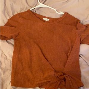 Orange- brown tie up blouse